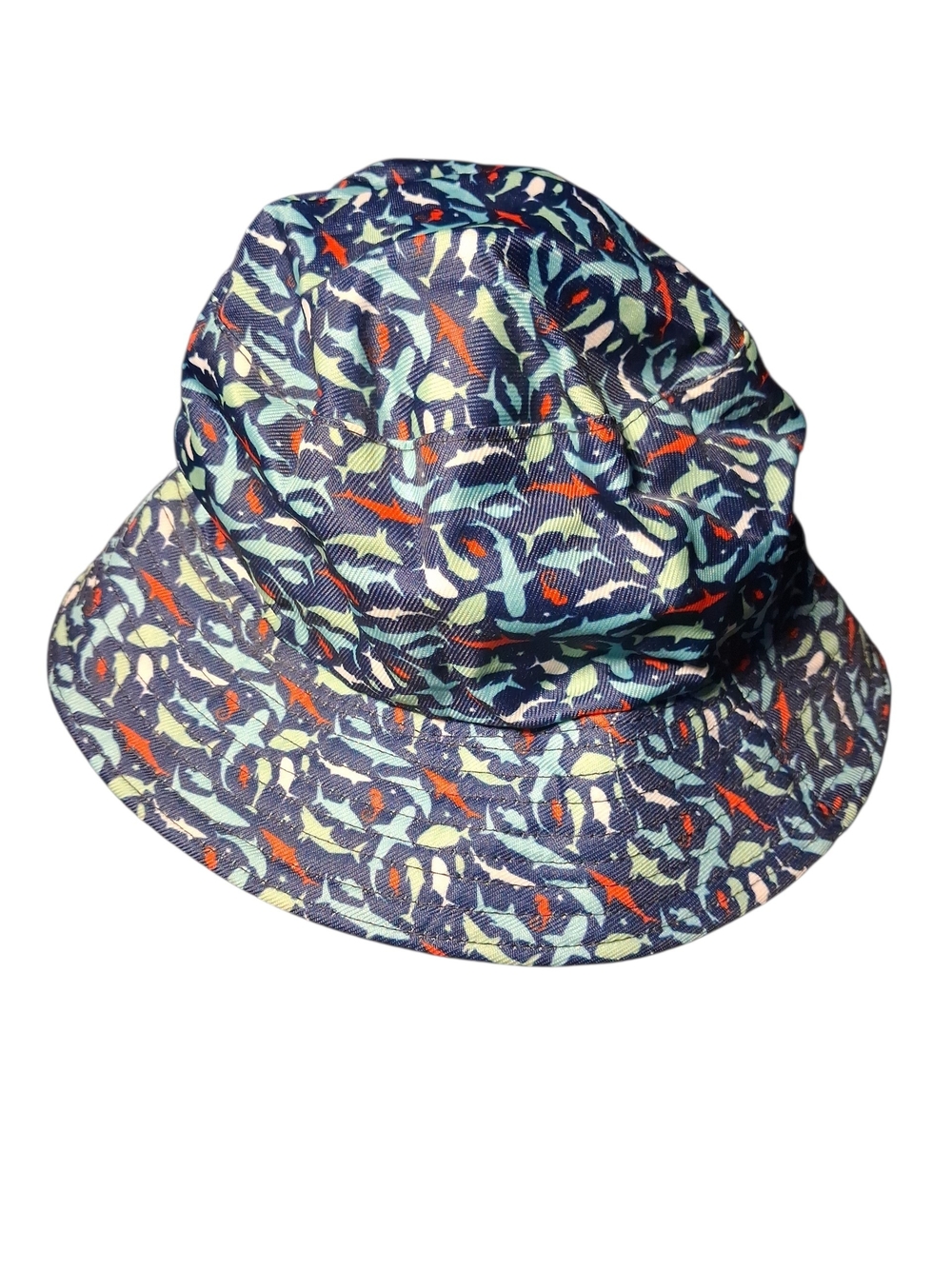 Kids Navy Fish Print Bucket Hat - Blue Multi